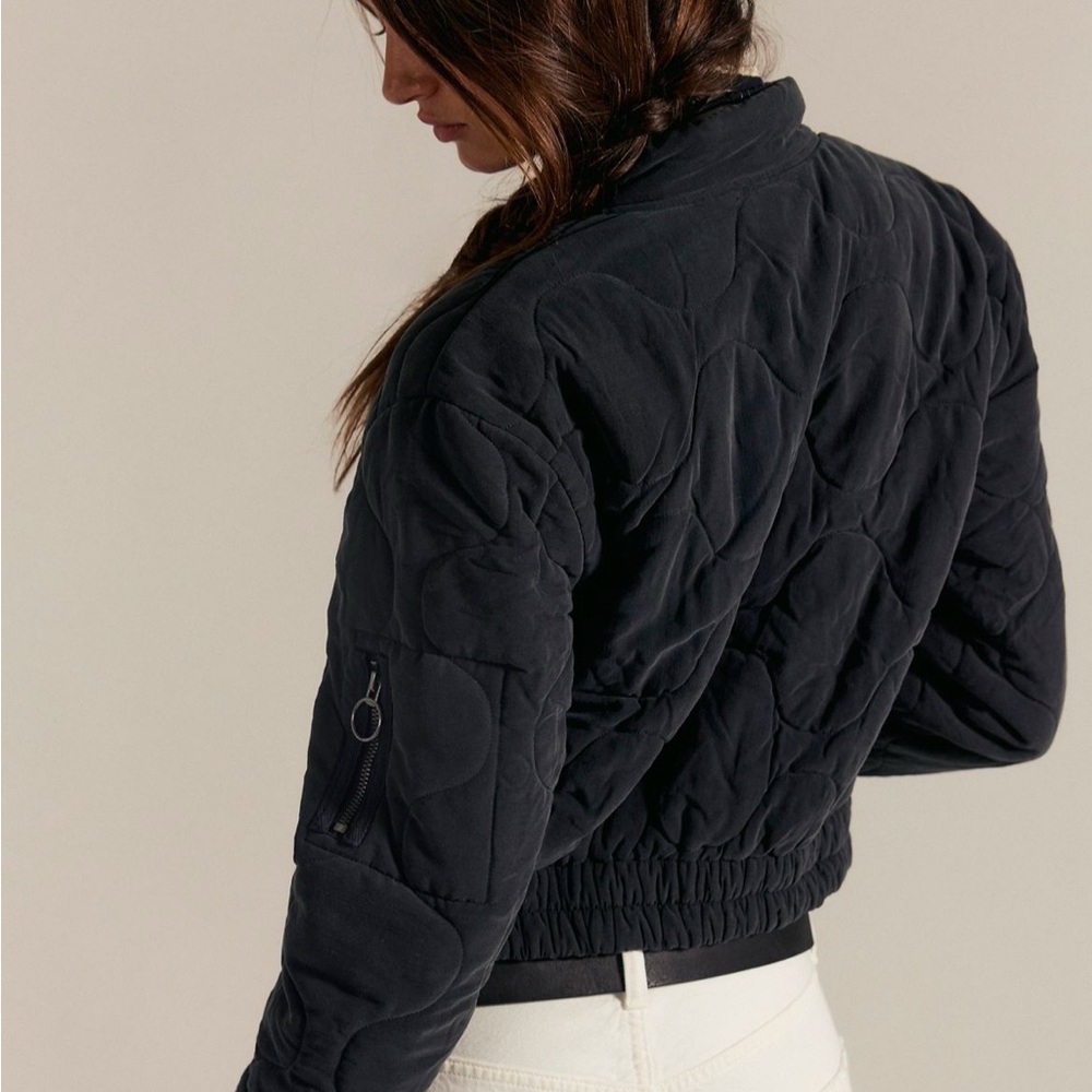 Free People Black Quilted Bomber Jacket - Picture 3 of 7